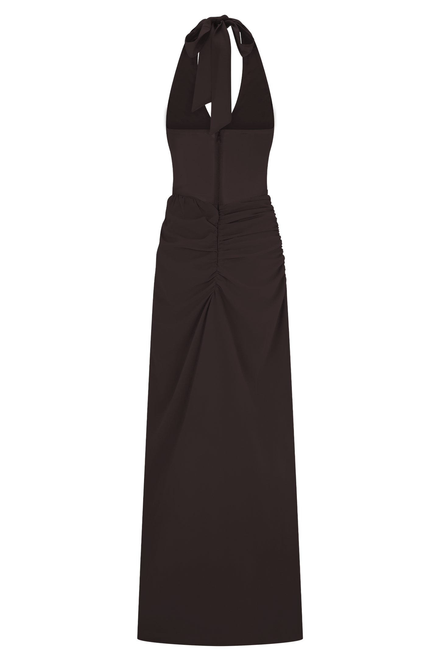 Jonna Robe Maxi en Chiffon et Maille - Chocolat Noir