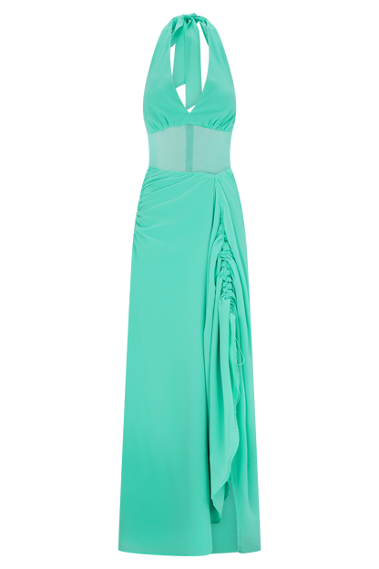 Jonna, robe maxi en mousseline de soie et en tulle - Lagoon
