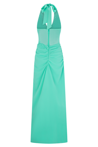 Jonna, robe maxi en mousseline de soie et en tulle - Lagoon