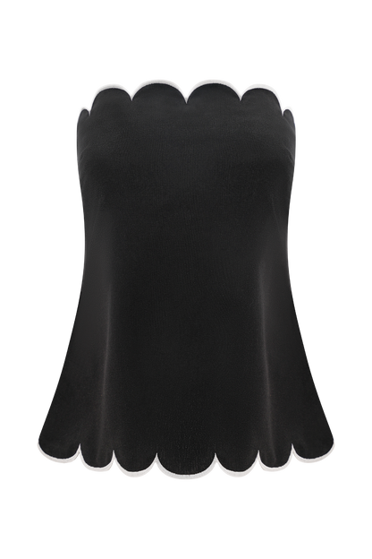 Top Judith sans bretelles à volants - Noir