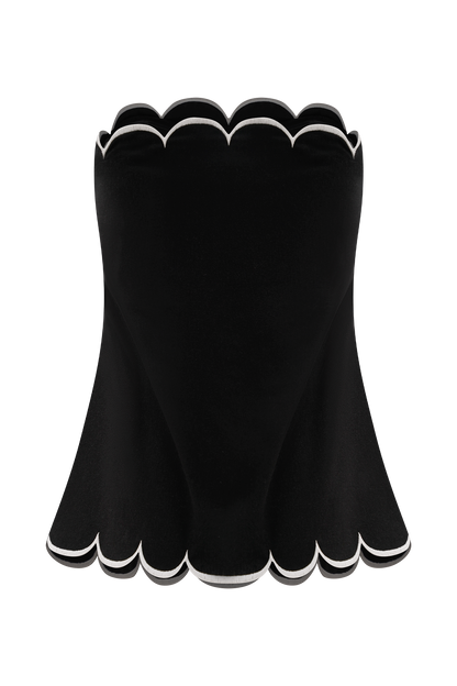 Top Judith sans bretelles à volants - Noir