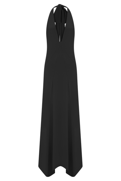 Robe Maxi Étroite Juliet avec Écharpe - Noir
