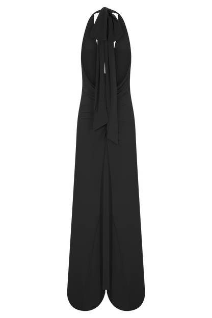 Robe Maxi Étroite Juliet avec Écharpe - Noir
