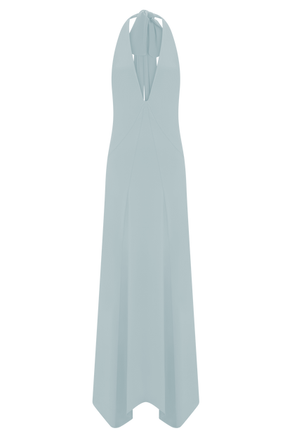 Juliette Robe Maxi Étroite avec Écharpe - Bleu Clair