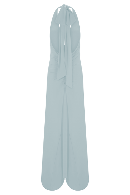 Juliette Robe Maxi Étroite avec Écharpe - Bleu Clair