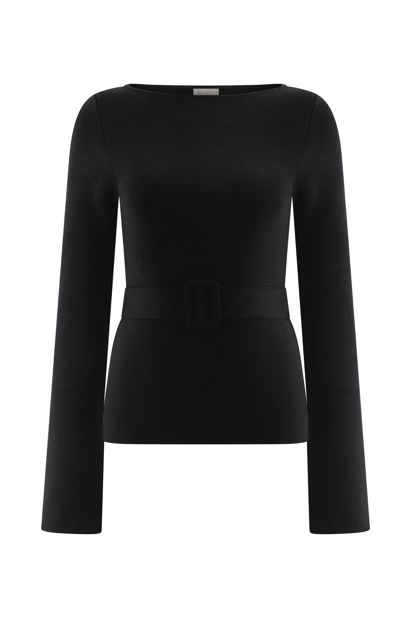 Justine - Haut en Tricot avec Ceinture - Noir