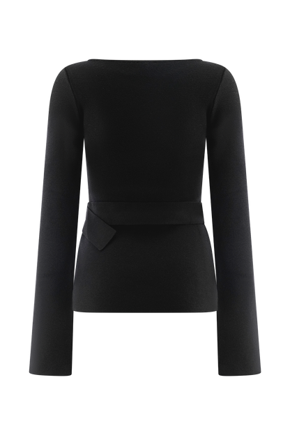 Justine - Haut en Tricot avec Ceinture - Noir