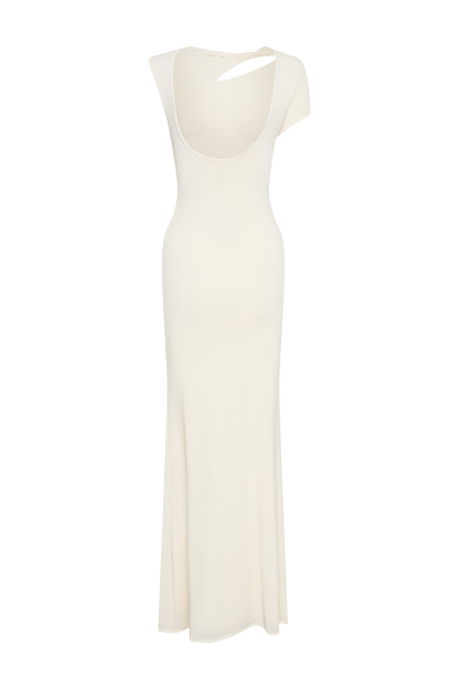 Robe Maxi Kaida Étroite et Élastique avec Accroches - Ivoire