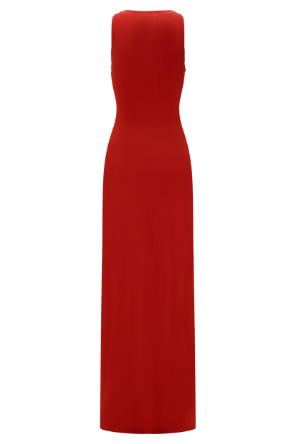 Robe maxi Kaiden en jersey fluide avec perles - Rouge désert