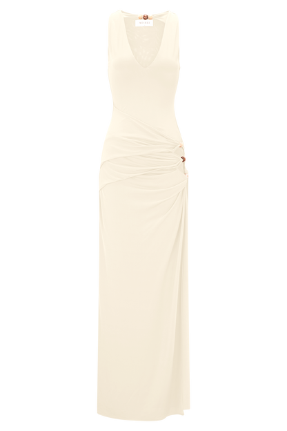 Robe Maxi Kaiden en Satin Perlé - Ivoire