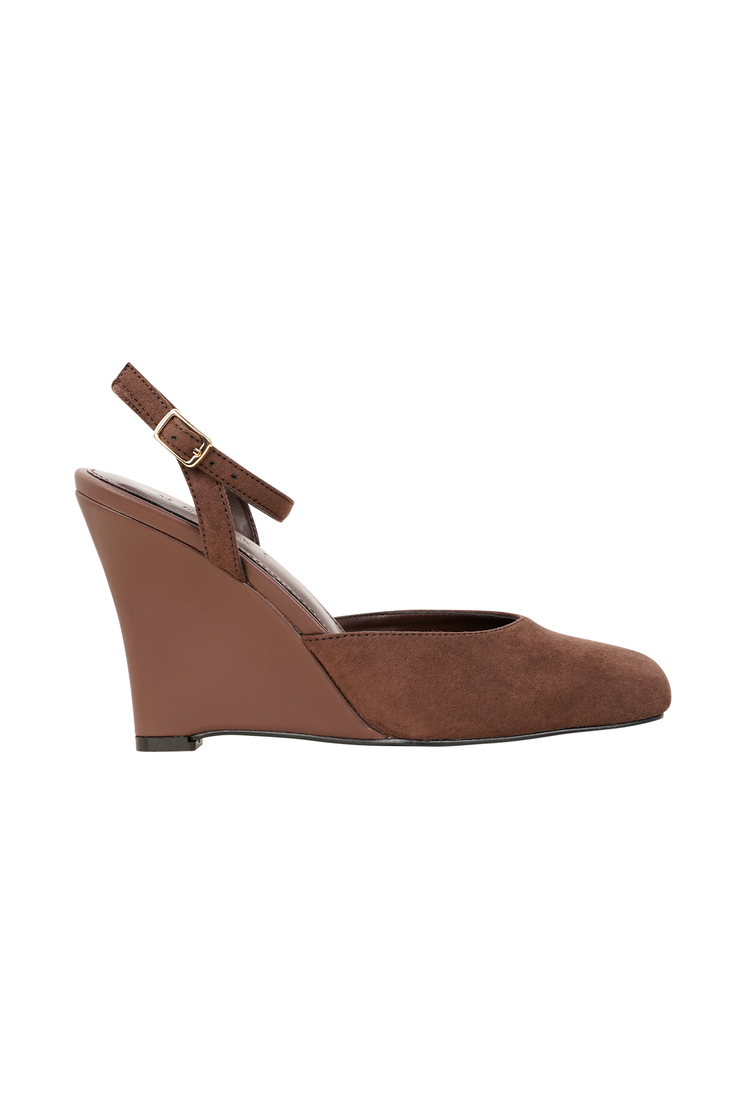 Escarpin à talon compensé en daim synthétique Kaleen - Chocolat