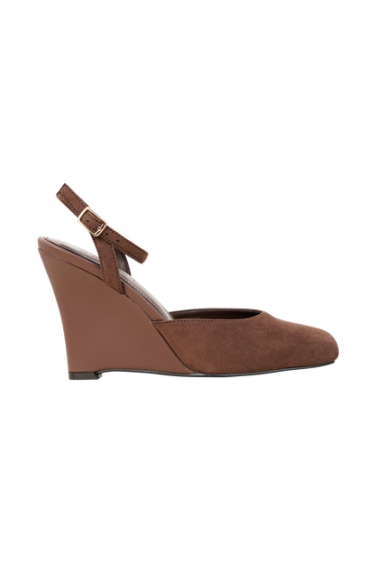 Escarpin à talon compensé en daim synthétique Kaleen - Chocolat