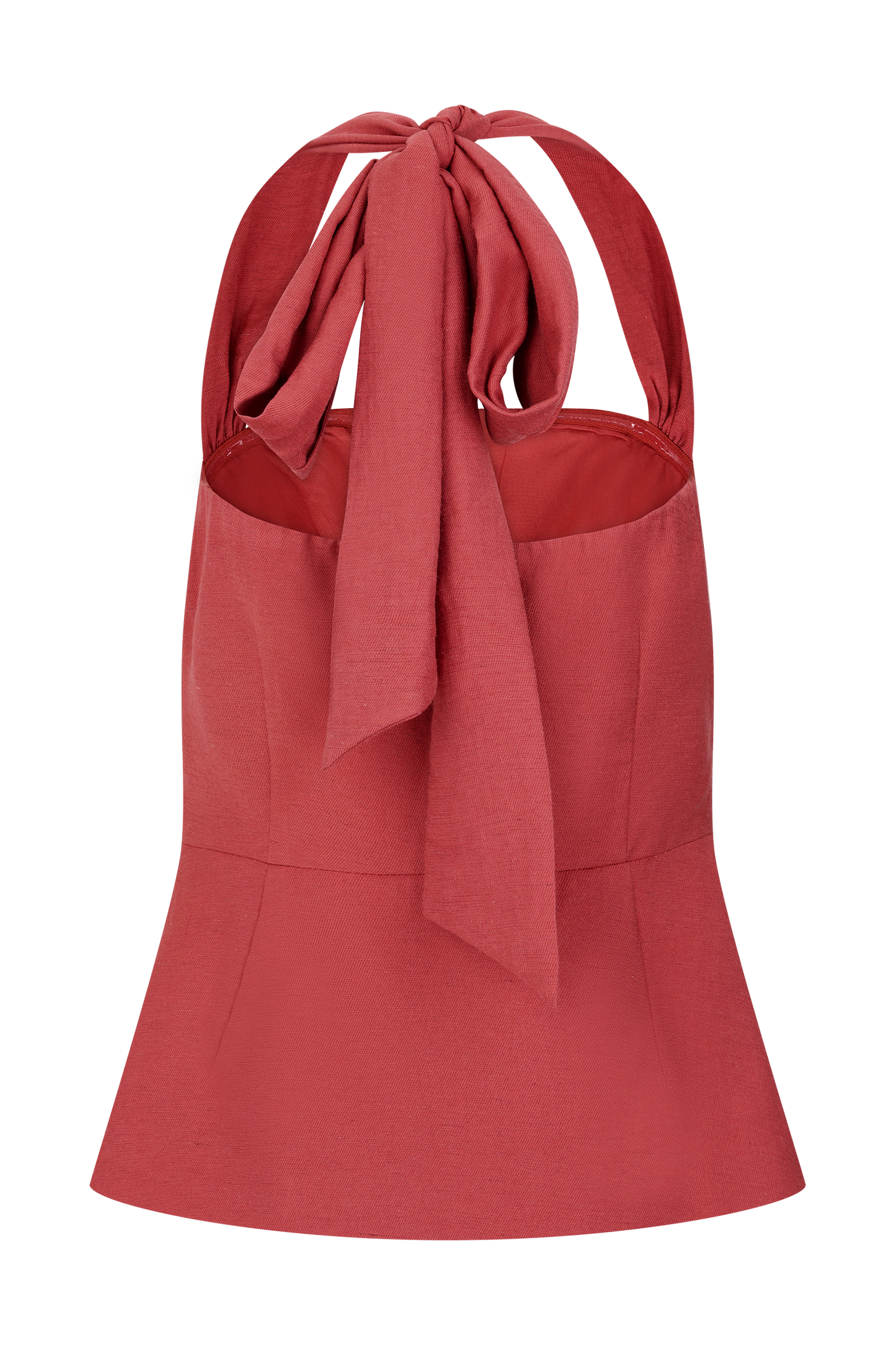 Halter à volants en lin Kallie - Rose brûlé