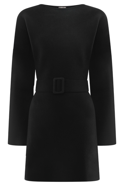 Mini-robe en tricot à nouer avec ceinture Kassie - Noir