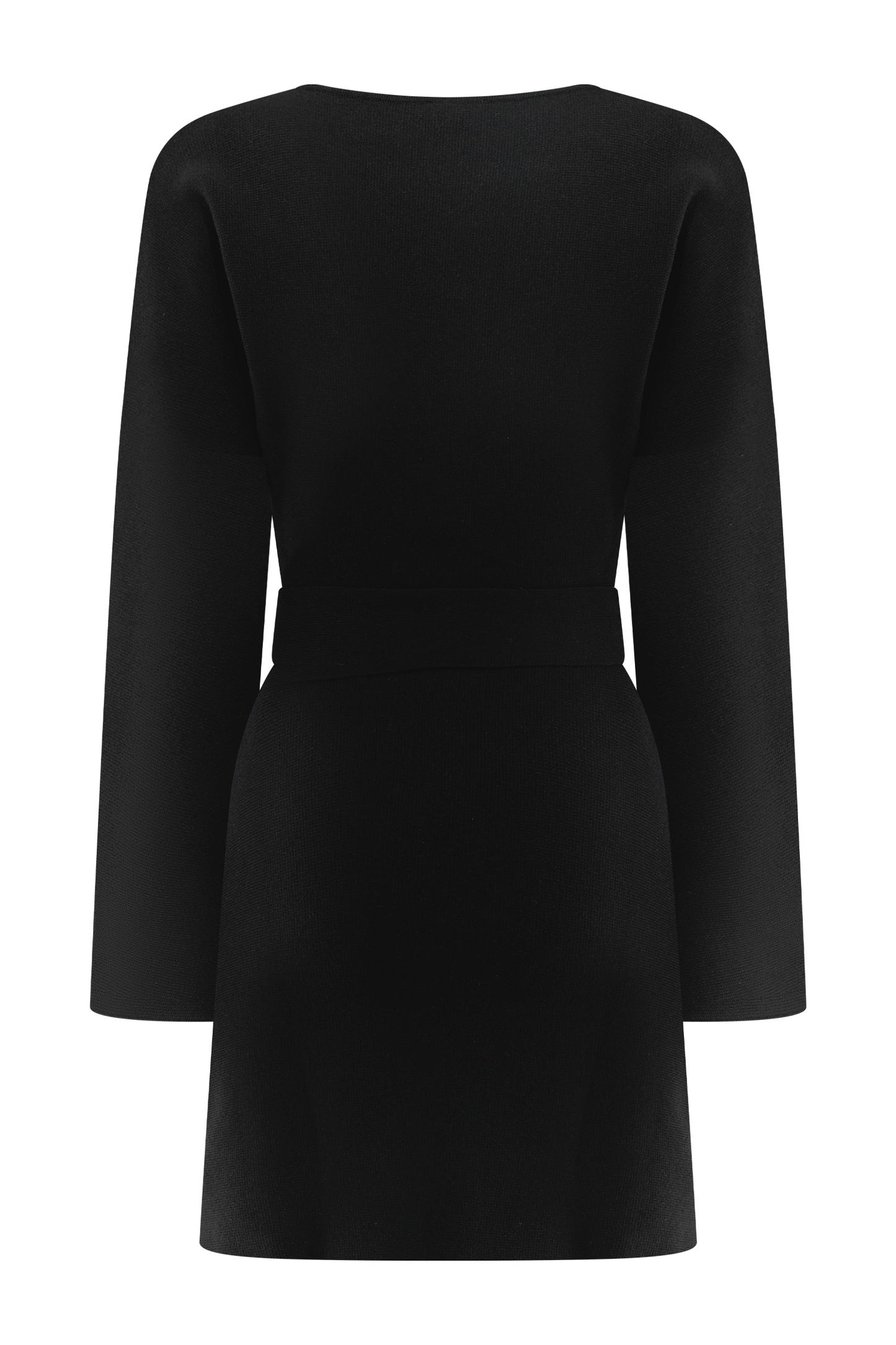 Mini-robe en tricot à nouer avec ceinture Kassie - Noir