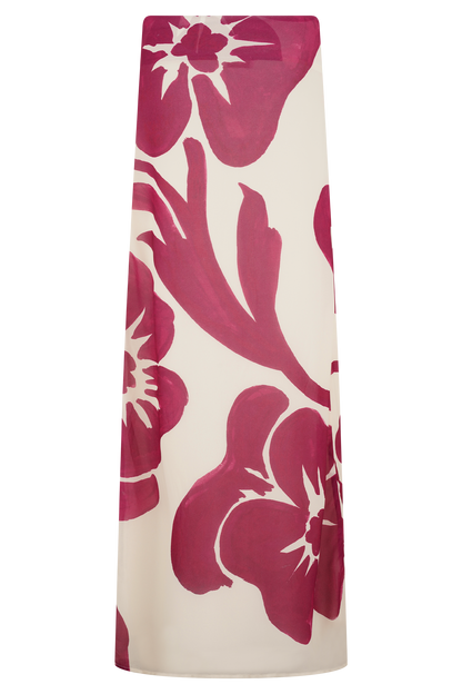 Jupe Maxi en Chiffon Katalina - Imprimé Red Deco Fleur