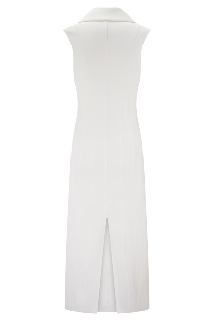 Robe midi sans manches Keagan - Ivoire