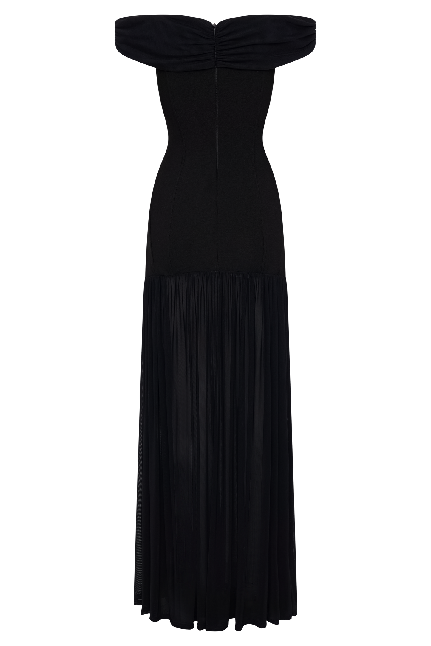 Robe maxi en crêpe à épaules dénudées Kellie - Noir
