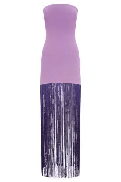 Koah Robe Maxi Tricot à Franges et Emmanchures - Violette