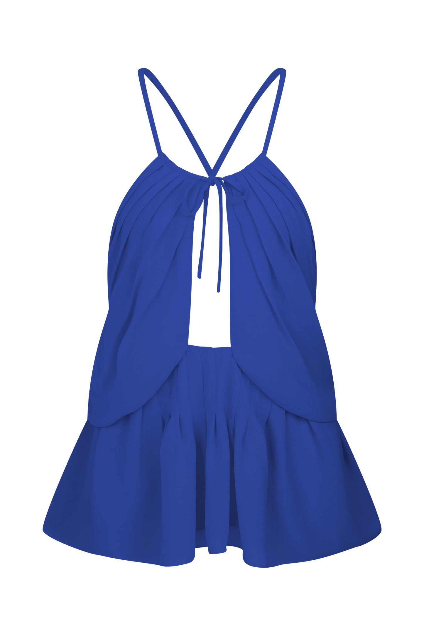 Halter en mousseline de soie Korra - Bleu cobalt