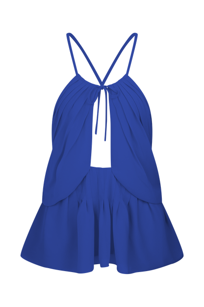 Halter en mousseline de soie Korra - Bleu cobalt