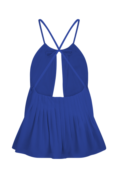 Halter en mousseline de soie Korra - Bleu cobalt
