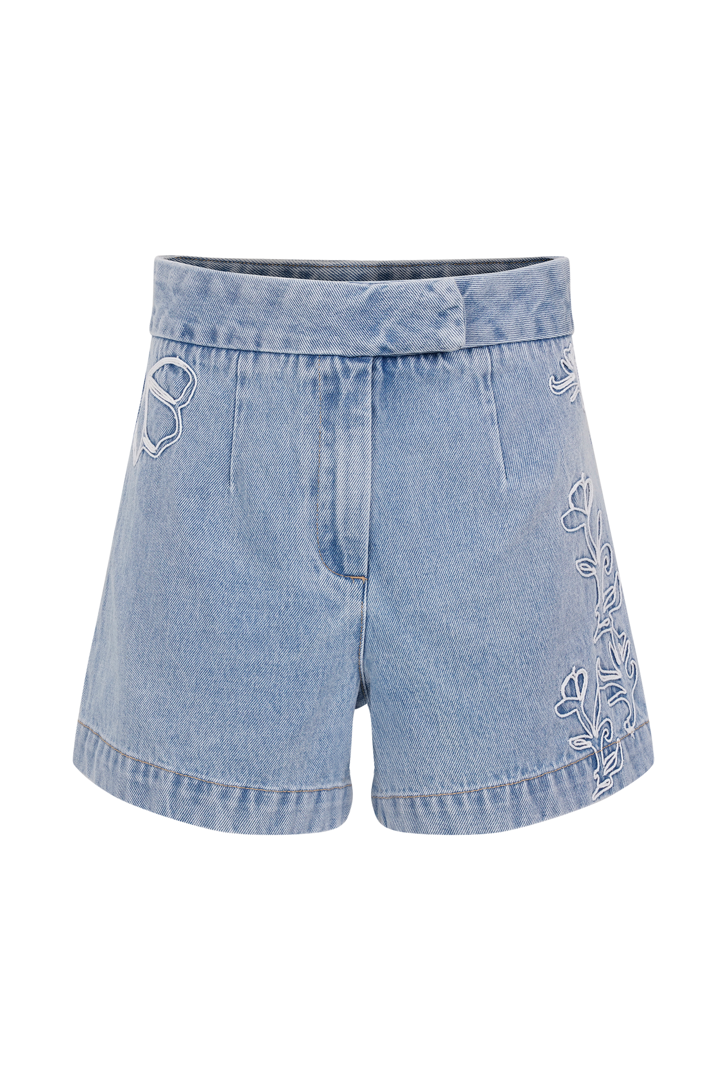 Short brodé Kylee - Bleu moyen