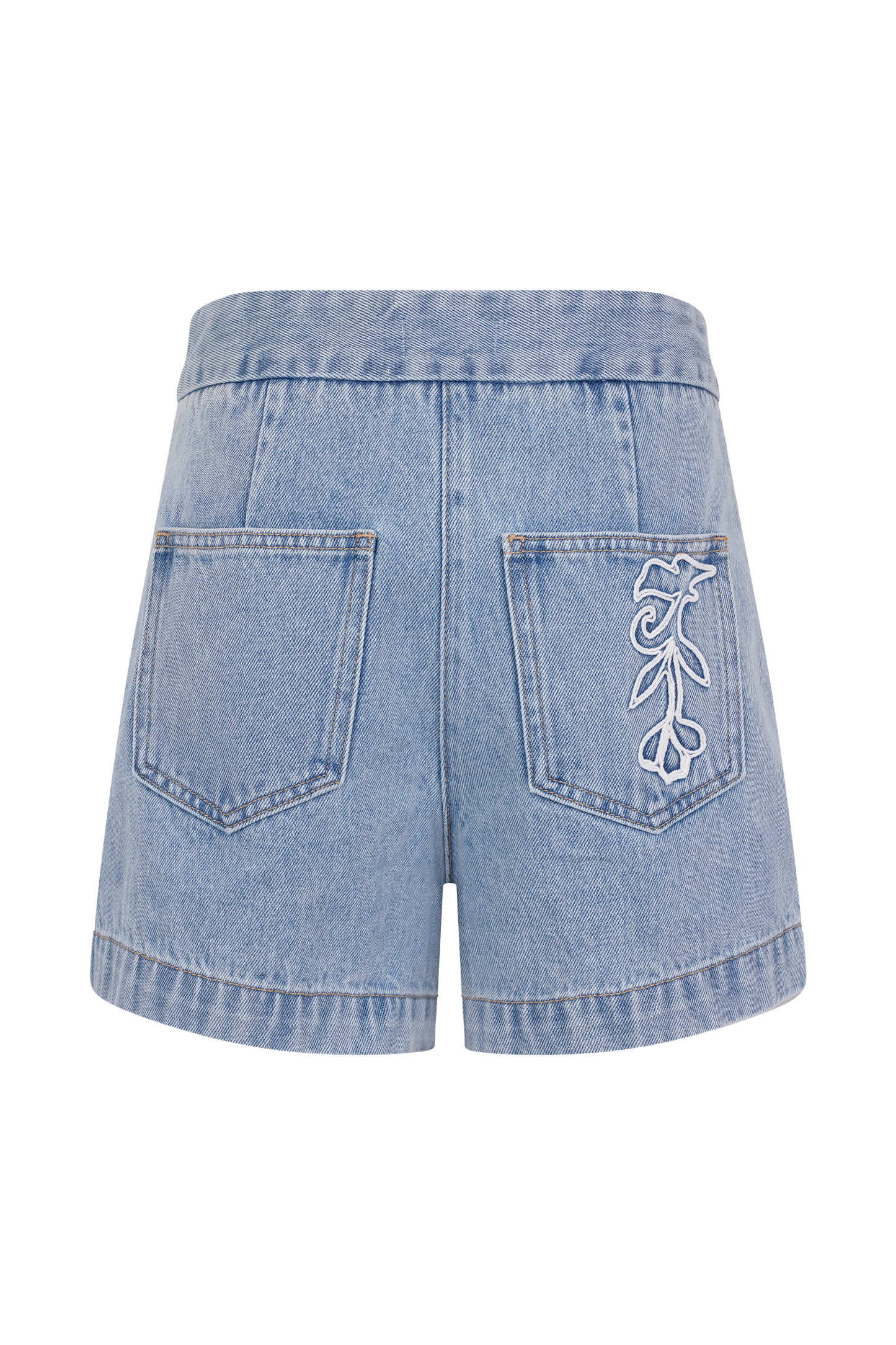 Short brodé Kylee - Bleu moyen
