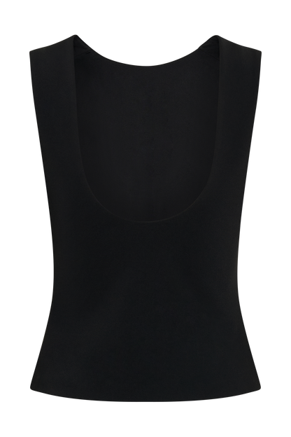 Top en crêpe de scuba à dos ouvert Kyra - Noir
