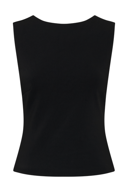 Top en crêpe de scuba à dos ouvert Kyra - Noir
