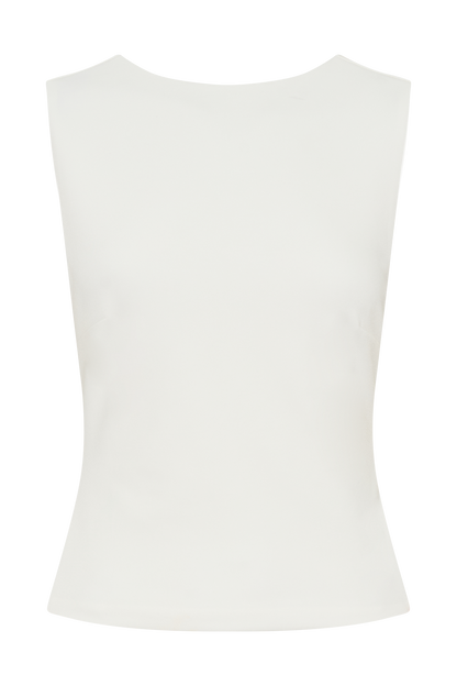 Top en crêpe de scuba Kyra à dos ouvert - Blanc