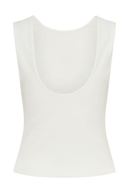 Top en crêpe de scuba Kyra à dos ouvert - Blanc