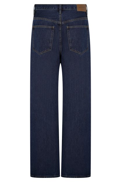 Jean en jean à taille mi-haute avec strass Laina - Bleu minuit