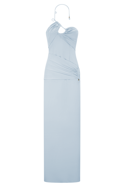 Robe Maxi Lalia à Manches Bouffantes - Bleu Poudré