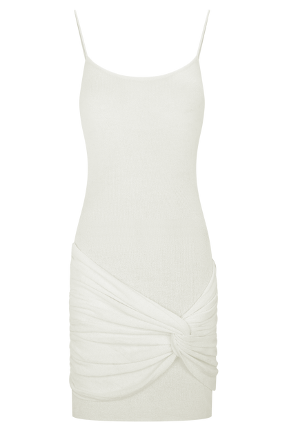 Mini-robe en tricot torsadé Laurie - Ivoire