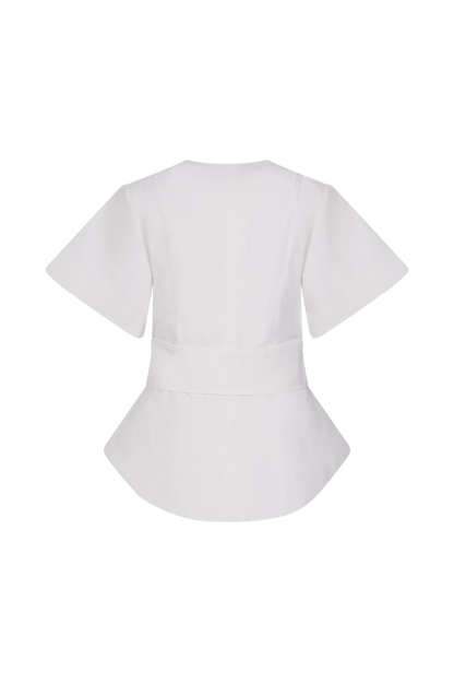 Haut à manches courtes en coton Liberty - Blanc