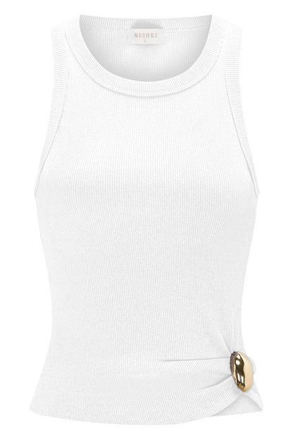 Haut sans manches à côtes Lola avec accessoires - Blanc