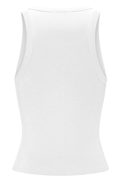 Haut sans manches à côtes Lola avec accessoires - Blanc