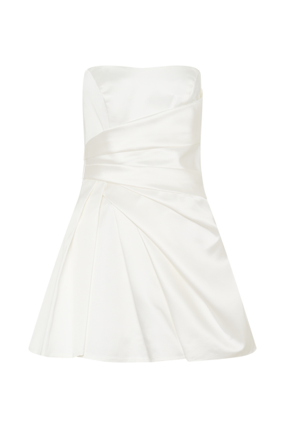 Mini-robe satinée sans bretelles Lora - Blanche