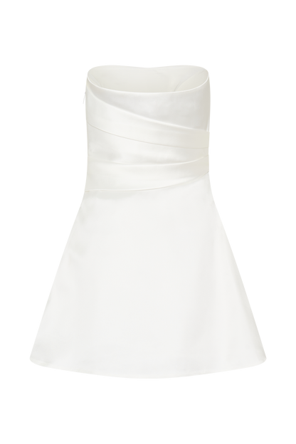 Mini-robe satinée sans bretelles Lora - Blanche