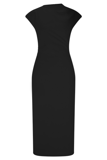 Robe midi en coton Lorena - Noir