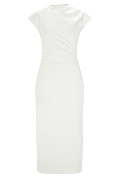 Robe midi en coton Lorena - Blanc