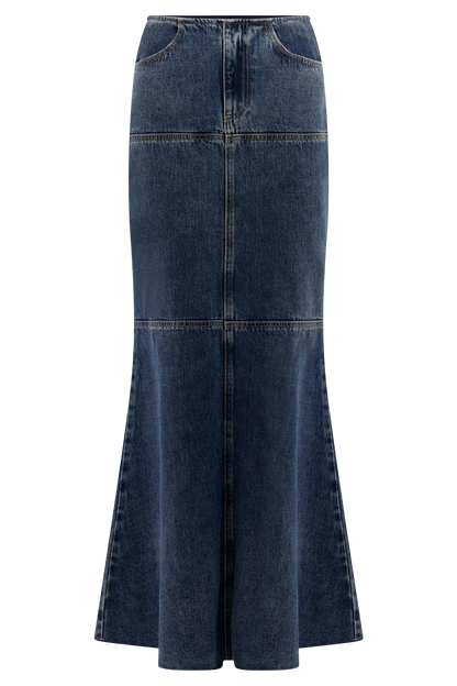 Jupe Maxi en Jean Loretta - Bleu Foncé Lavé