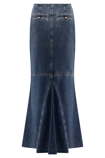 Jupe Maxi en Jean Loretta - Bleu Foncé Lavé
