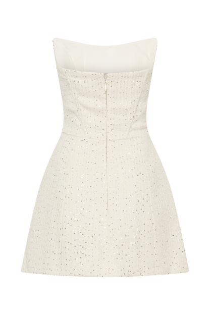 Mini-robe corset en tweed Lorrie - Blanc