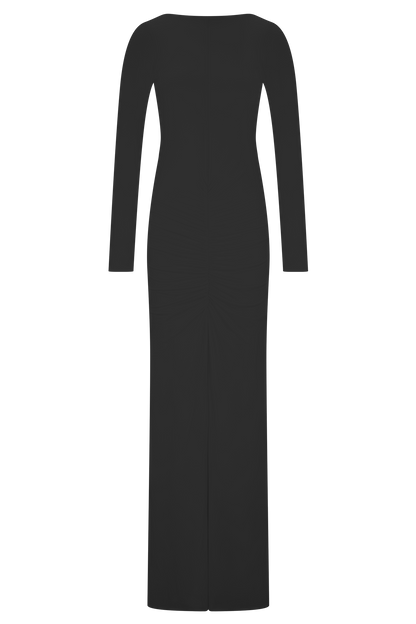 Robe Maxi Étroite à Manches Longues Louisa - Noir