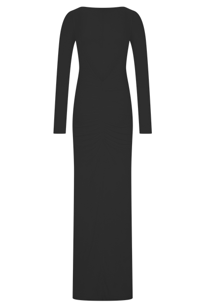Robe Maxi Étroite à Manches Longues Louisa - Noir