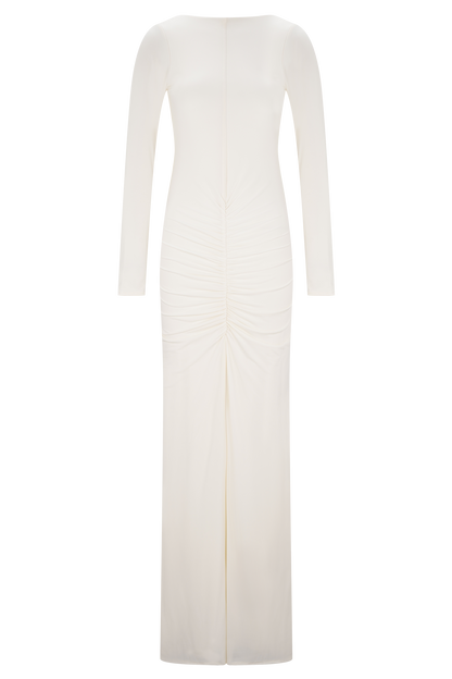 Robe Maxi Étroite à Manches Longues Louisa - Ivoire