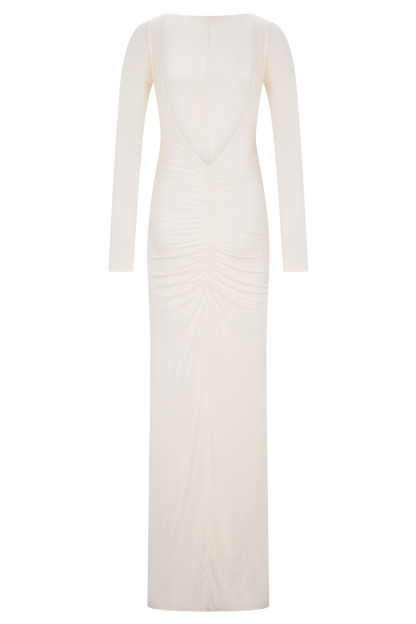 Robe Maxi Étroite à Manches Longues Louisa - Ivoire