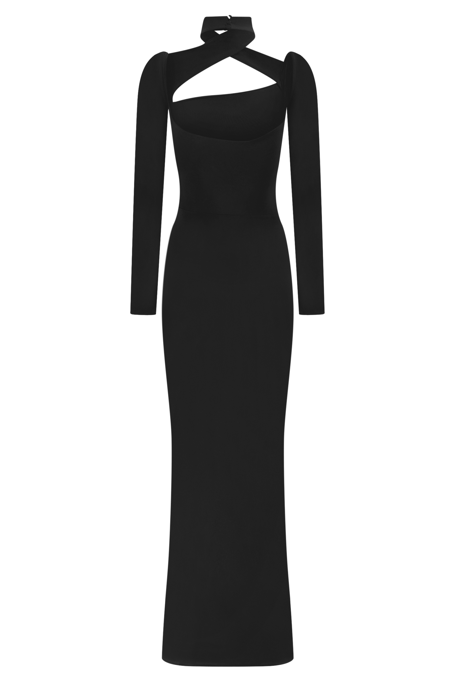 Robe Maxi Élastique à Manches Longues Lyndon - Noir